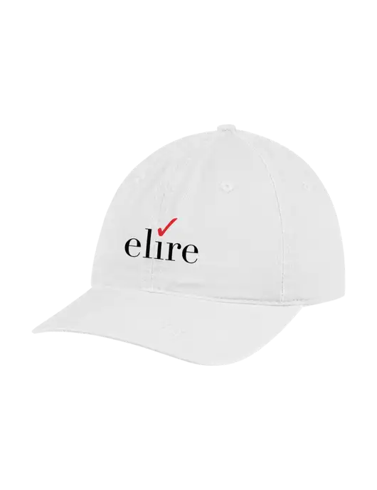 Garment Washed Unstructured Twill White Cap w/Elire Logo