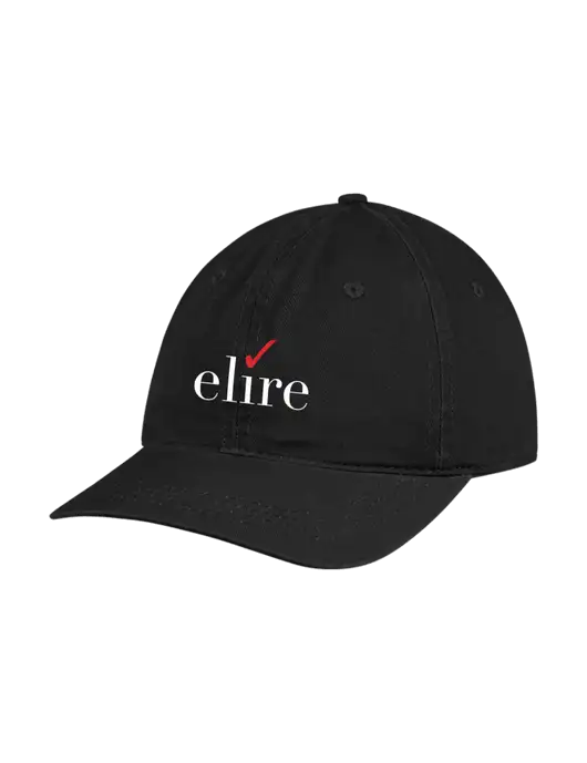 Garment Washed Unstructured Twill Black Cap w/Elire Logo