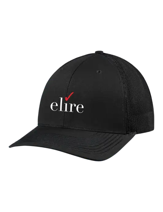 Richardson Adjustable Snapback Original 112 Trucker Cap Black w/Black Mesh w/Elire Logo