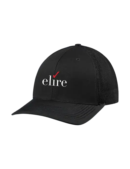Richardson Adjustable Snapback Original 112 Trucker Cap Black w/Black Mesh w/Elire Logo