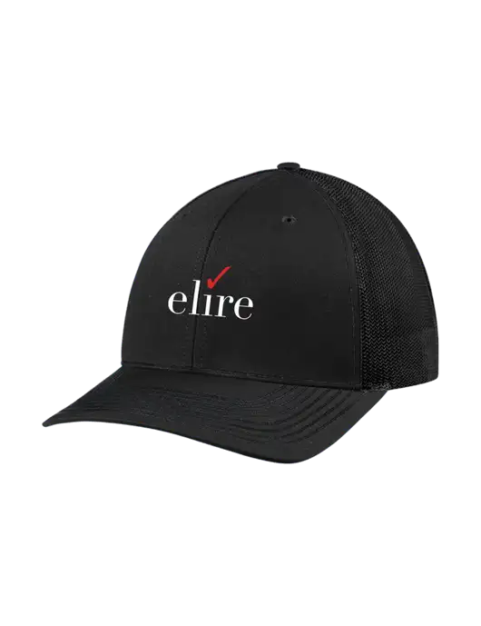 Richardson Adjustable Snapback Original 112 Trucker Cap Black w/Black Mesh w/Elire Logo
