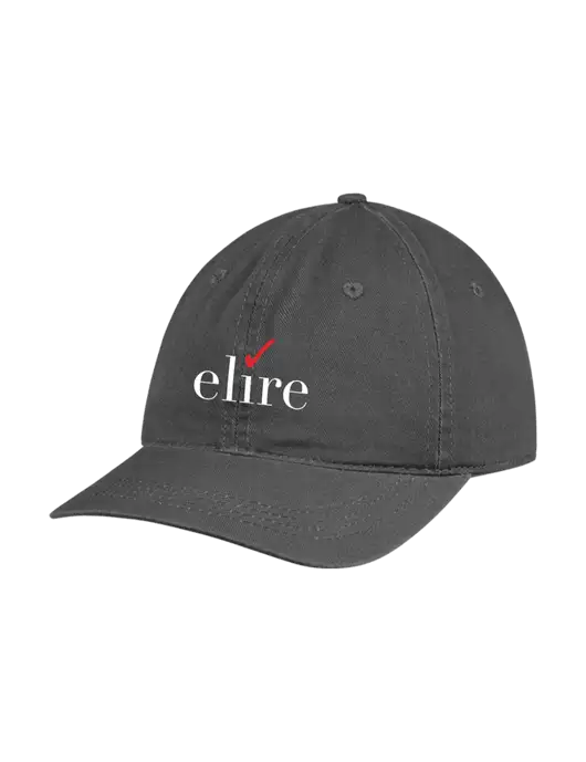 Garment Washed Unstructured Twill Charcoal Cap w/Elire Logo