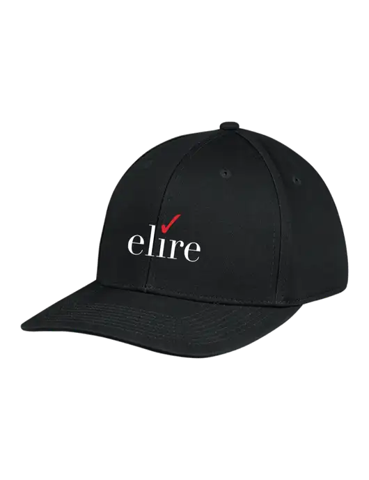 Premium Modern Structured Twill Black Snapback Cap w/Elire Logo