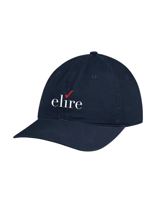 Garment Washed Unstructured Twill Navy Cap w/Elire Logo