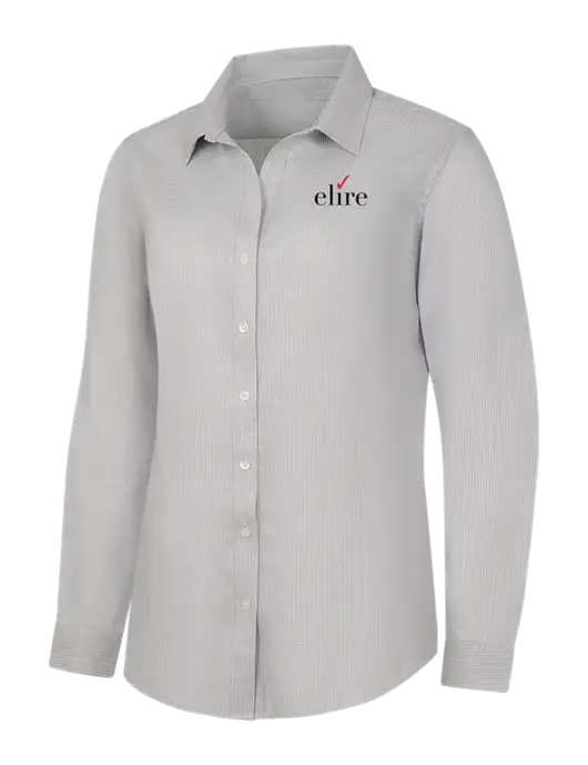 Light Grey/White Womens Pincheck Easy Care Shirt w/Elire Logo