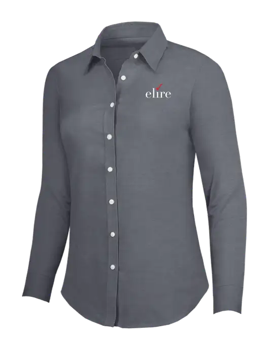 Dark Grey Womens SuperPro Oxford Shirt w/Elire Logo