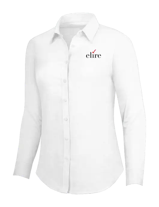 White Womens SuperPro Oxford Shirt w/Elire Logo
