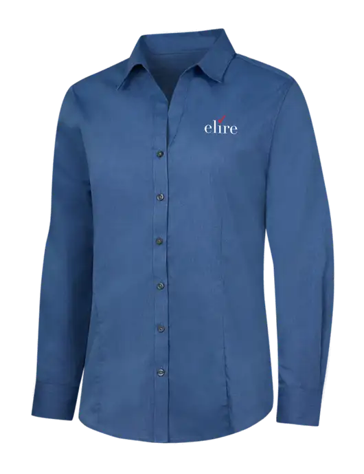 Light Navy Womens Crosshatch Easy Care Shirt w/Elire Logo