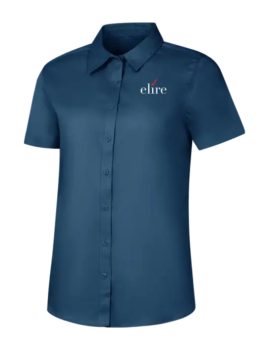 Womens Light Navy Short Sleeve Superpro React Twill Shirt w/Elire Logo