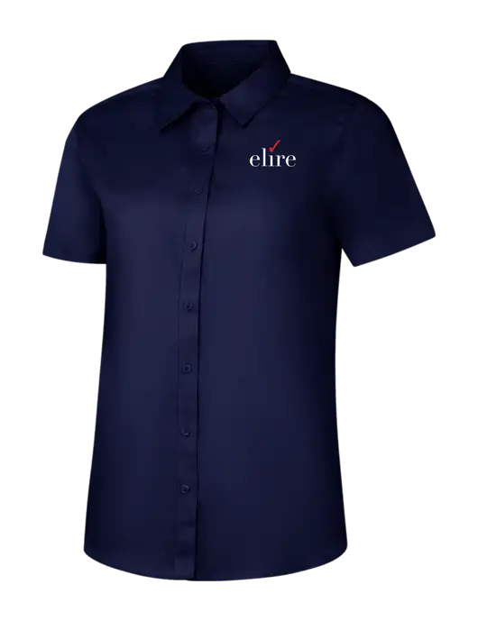 Womens Navy Short Sleeve Superpro React Twill Shirt w/Elire Logo