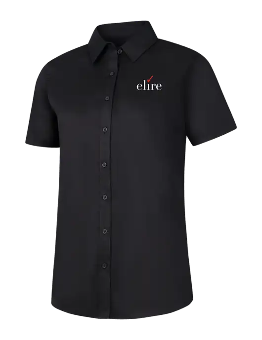 Womens Black Short Sleeve Superpro React Twill Shirt w/Elire Logo