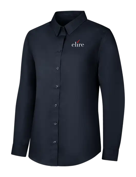 Womens River Blue Navy Long Sleeve Carefree Poplin Shirt w/Elire Logo