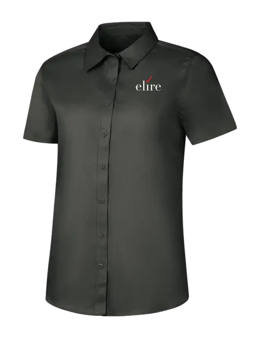 Womens Dark Grey Short Sleeve Superpro React Twill Shirt w/Elire Logo