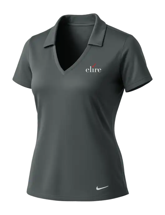 NIKE Dark Grey Womens Dri-Fit Vertical Mesh Polo w/Elire Logo