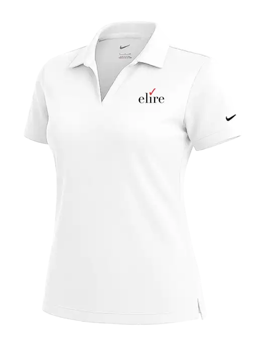NIKE White Womens Dri-Fit Micro Pique Polo w/Elire Logo