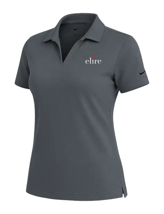 NIKE Dark Grey Womens Dri-Fit Micro Pique Polo w/Elire Logo