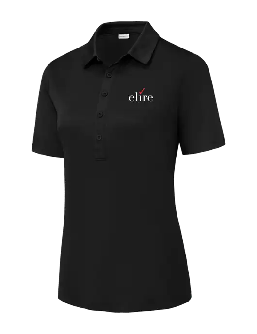 Black Womens Posi-UV Pro Polo w/Elire Logo
