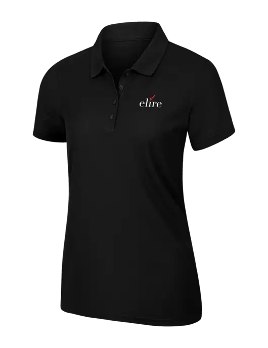 Womens Black Core Classic Pique Polo w/Elire Logo