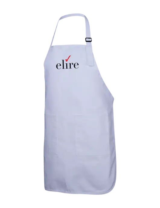 Full-Length White Apron With Pockets w/Elire Logo