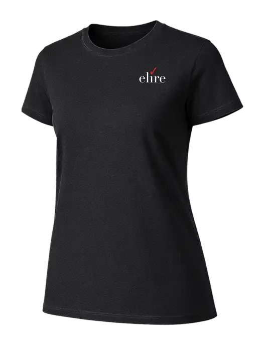 Womens Ring Spun Jet Black 4.5 oz T-Shirt w/Elire Logo