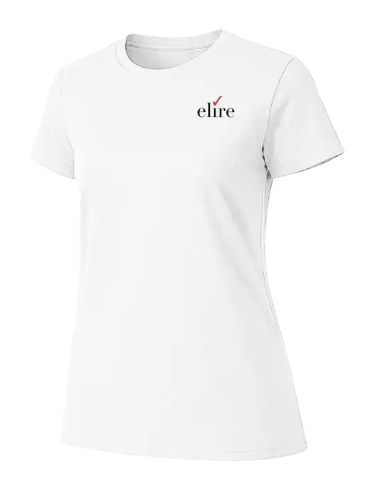 Womens Ring Spun White 4.5 oz T-Shirt w/Elire Logo