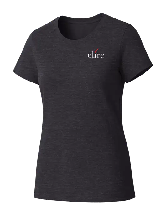 Womens Seriously Soft Heathered Charcoal T-Shirt w/Elire Logo