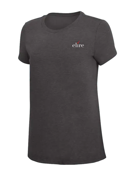 Womens Simply Soft Heather Charcoal 4.5oz  Poly/Combed Ring Spun Cotton T-Shirt w/Elire Logo