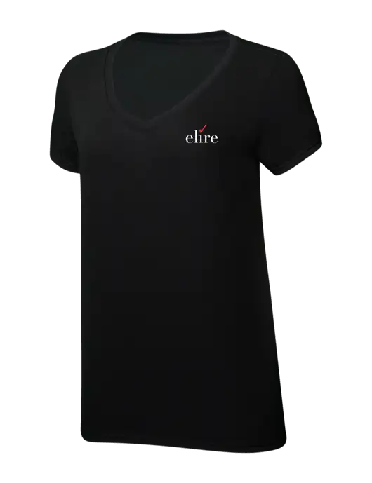 Womens Simply Soft V-Neck Black 4.5oz  Poly/Combed Ring Spun Cotton T-Shirt w/Elire Logo