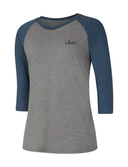Womens Simply Soft 3/4 Sleeve Navy Frost/Grey Frost Ring Spun Cotton T-Shirt w/Elire Logo