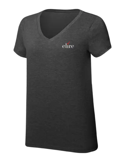 Womens Simply Soft V-Neck Black Frost 4.5oz  Poly/Combed Ring Spun Cotton T-Shirt w/Elire Logo