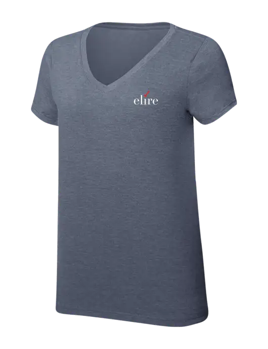 Womens Simply Soft V-Neck Navy Frost 4.5oz  Poly/Combed Ring Spun Cotton T-Shirt w/Elire Logo
