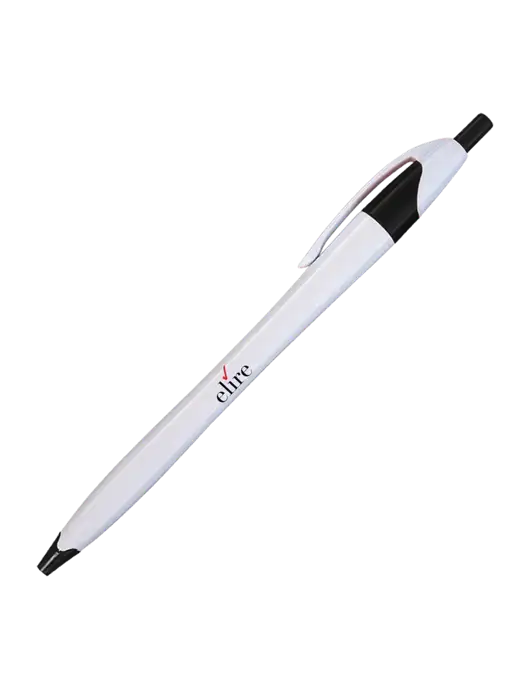 Novella White/Black Classic Pen - Blue Ink w/Elire Logo