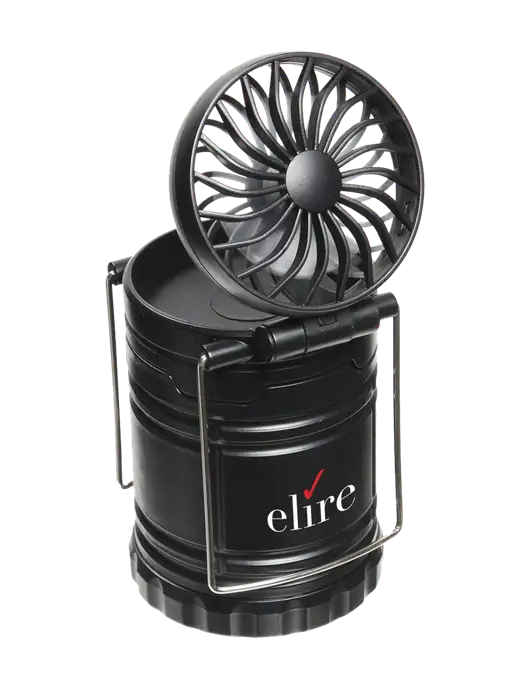 Black Retro Lantern with Fan w/Elire Logo