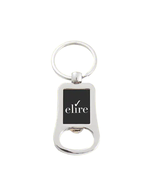 Silver & Black Bottle Opener Keychain w/Elire Logo