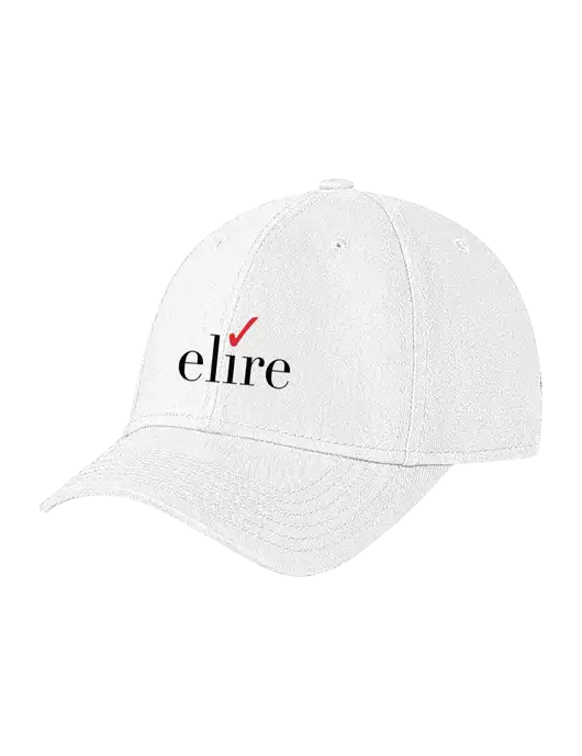 White Structured Soft Snap Closure Hook & Loop Cap w/Elire Logo