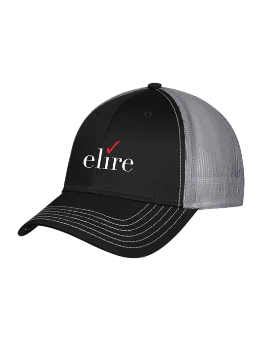 Black & Grey Mesh Trucker Cap Snap Back w/Elire Logo