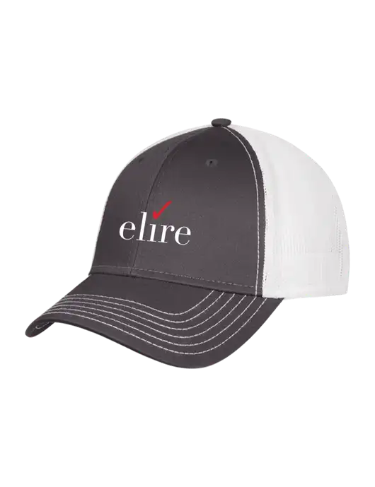 Dark Grey/White Mesh Trucker Cap Snap Back w/Elire Logo