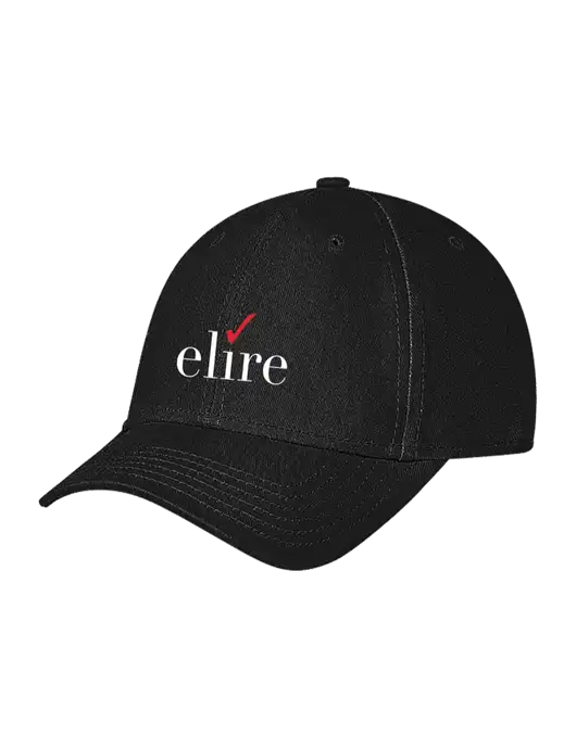 Black Structured Soft Snap Closure Hook & Loop Cap w/Elire Logo