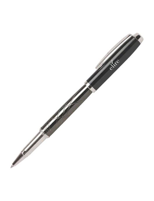 Modernist Black Rollerball Pen - Black Ink w/Elire Logo