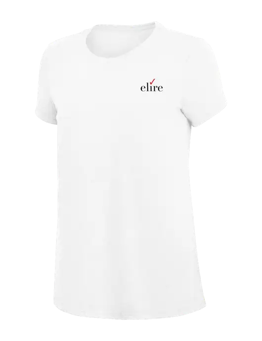 Womens Simply Soft White 4.5oz Poly/Combed Ring Spun Cotton T-Shirt
 w/Elire Logo