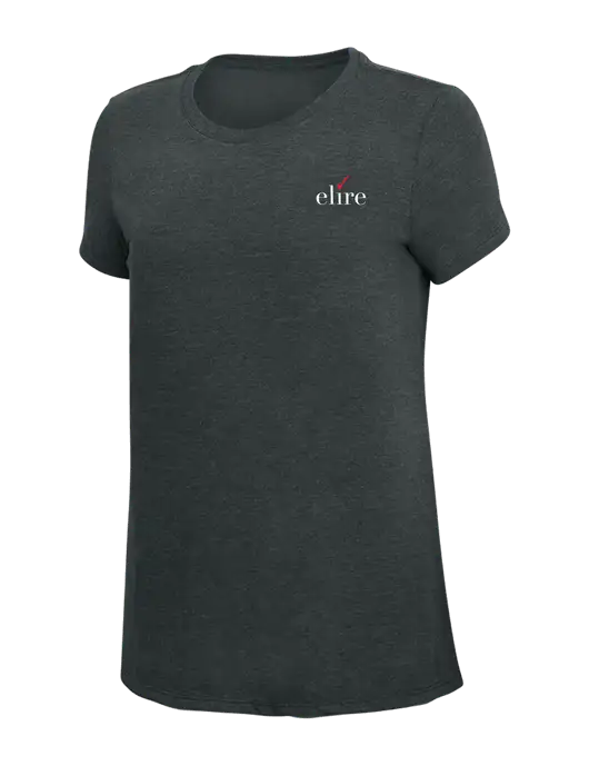 Womens Simply Soft Black Frost 4.5oz Poly/Combed Ring Spun Cotton T-Shirt w/Elire Logo