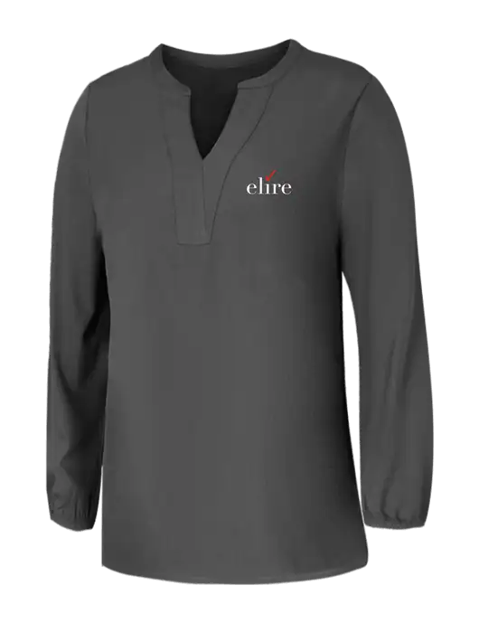 Mercer+Mettle Womens Dark Grey Stretch Crepe 3/4 Sleeve Blouse w/Elire Logo