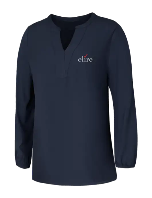 Mercer+Mettle Womens Navy Stretch Crepe 3/4 Sleeve Blouse w/Elire Logo