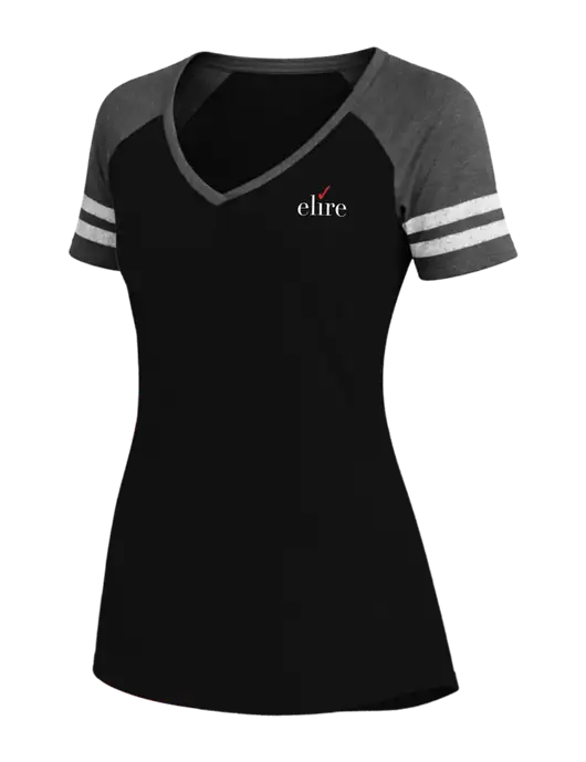 Womens Black/Charcoal Heather V-Neck Game Tee w/Elire Logo