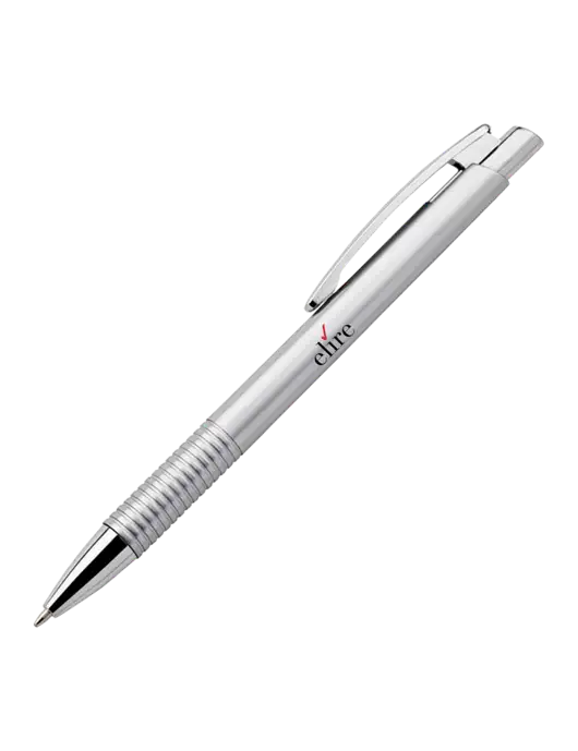 Malay Silver Ballpoint Pen - Blue Ink w/Elire Logo