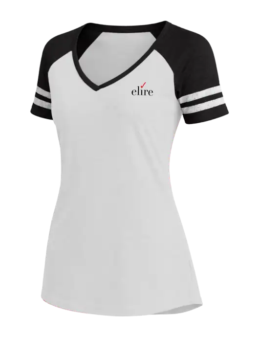 Womens White/Black V-Neck Game Tee w/Elire Logo