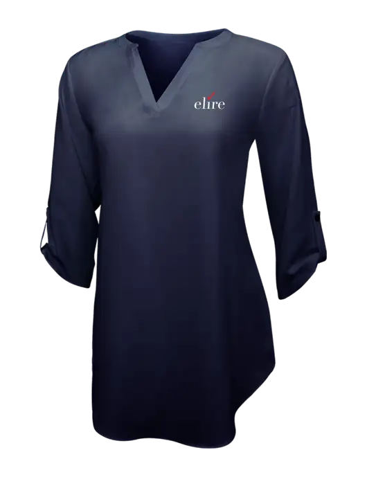 Navy Womens 3/4 Sleeve Tunic Blouse w/Elire Logo