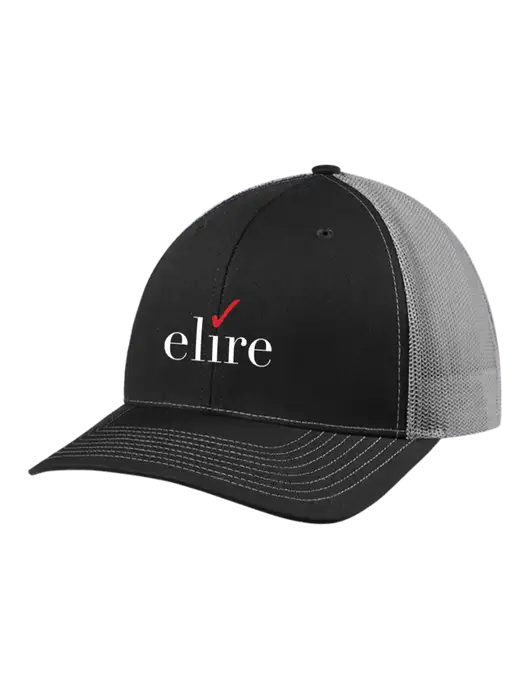 Richardson Adjustable Snapback Original 112 Trucker Cap Black w/Charcoal Mesh w/Elire Logo