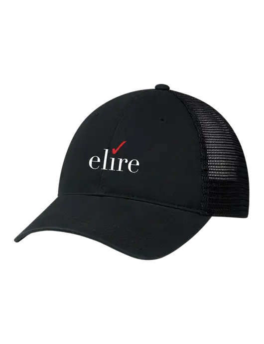 Richardson 111 Garment Washed Trucker Cap Black w/Black Mesh w/Elire Logo