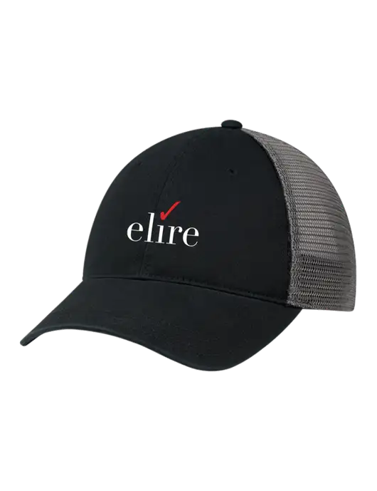 Richardson 111 Garment Washed Trucker Cap Black w/Charcoal Mesh w/Elire Logo